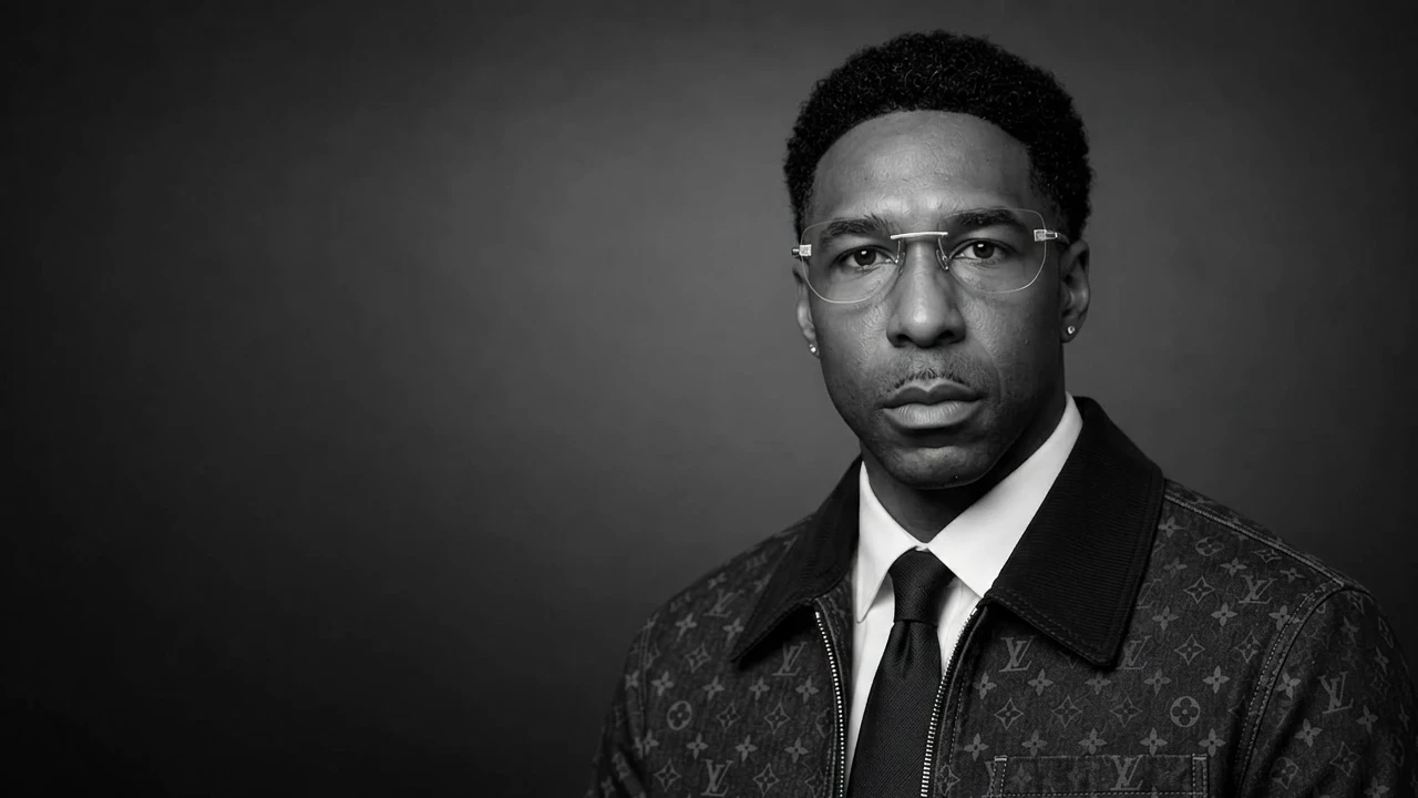 Black-and-white portrait of Lajuane Torrey wearing glasses, a patterned jacket, and a tie.